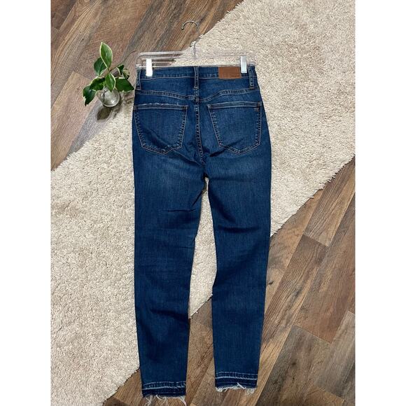 Madewell Size 26 Raw Hem Button Fly Distressed 10" High Rise Skinny Jeans - Picture 4 of 8